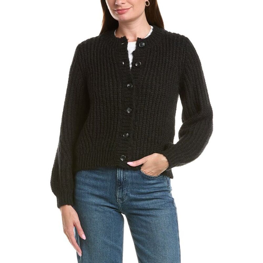 Michael Stars Womens  Lumi Crewneck Cardigan, Black
